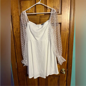 SHEIN Curve White Swiss Dot Mini Dress - Zip-Up Back - Size 2XL